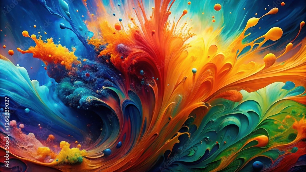 Obraz premium Abstract Colorful Swirling Paint Explosion A Vibrant, Dynamic Composition of Hues and Textures