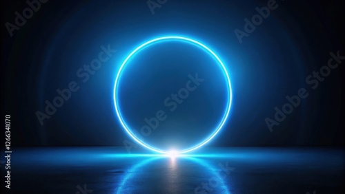 Abstract Futuristic Glowing Circular Neon Light Frame on Dark Background for Modern Design Projects