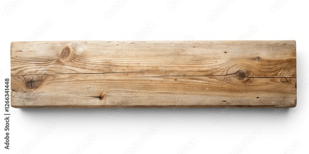 Rustic Weathered Wood Plank Isolated on White Background, Ideal for Design Projects and Crafting Applications Rustic Weathered Wood Plank Isolated on White Background, Ideal for Design Projects and Crafting Applications