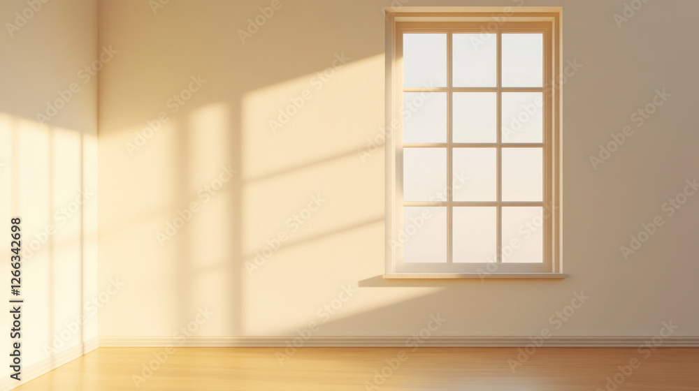 minimalistic room with large window allowing warm sunlight to illuminate space, creating serene and inviting atmosphere minimalistic room with large window allowing warm sunlight to illuminate space, creating serene and inviting atmosphere
