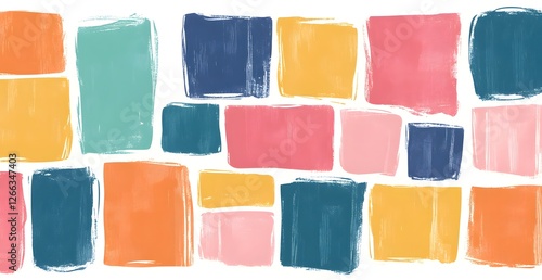 Abstract colorful painted rectangles on white background photo