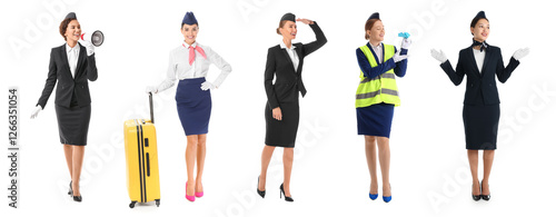 Set of beautiful stewardess...