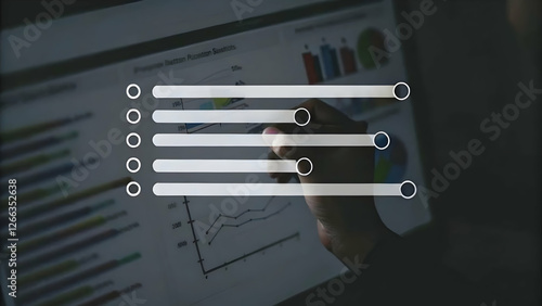 Dynamic Progress Bars and Efficiency Scores Adjusted with Swipe Motion: Visualizing Performance Metrics in Business Analytics - Stock Photo Concept with Empty Space for Customization