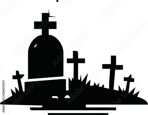 grave icons with gravestone and symbol. Flat illustration of death icon to commemorate someone.