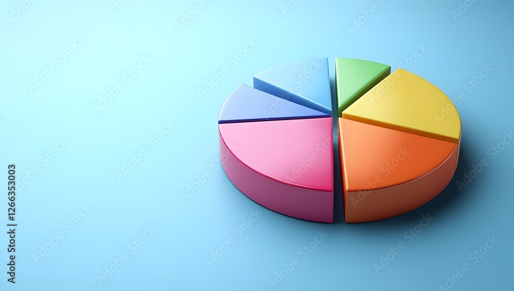 Colorful Pie Chart on Light Blue Background Colorful Pie Chart on Light Blue Background