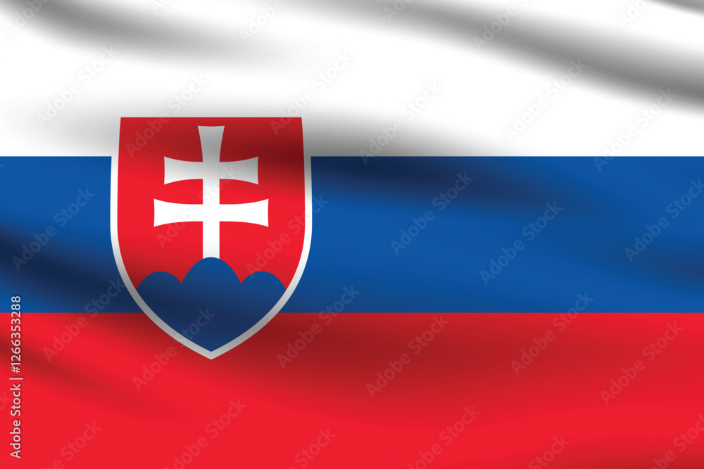 Fototapeta premium Slovakia flag official colors and proportion digital vector illustration. Pleated flag.