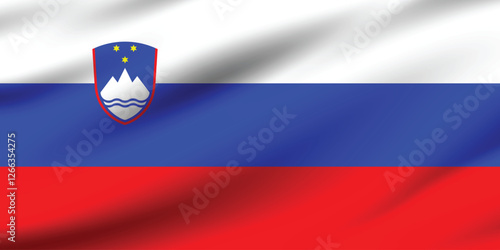 Slovenia flag official colors and proportion digital vector illustration. Pleated flag.