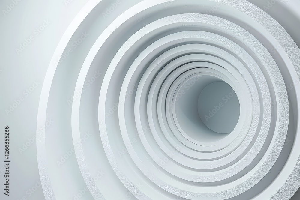 Abstract white circles creating tunnel perspective in modern architecture for design use Abstract white circles creating tunnel perspective in modern architecture for design use