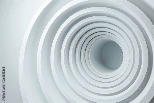 Abstract white circles creating tunnel perspective in modern architecture for design use