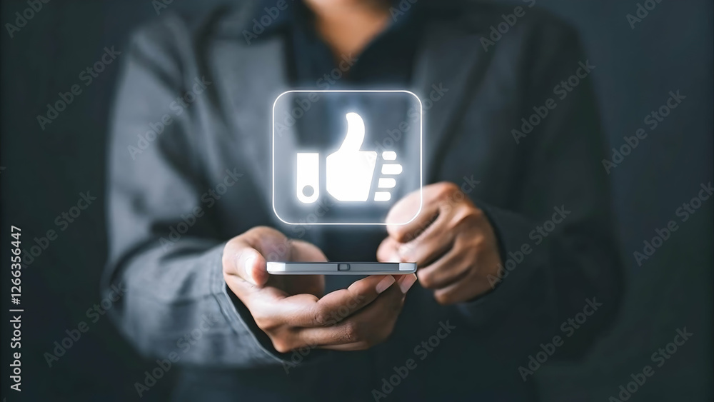 custom made wallpaper toronto digitalHolographic Thumbs Up Icon: Visualizing Positive Feedback in Digital Systems with Space for Text