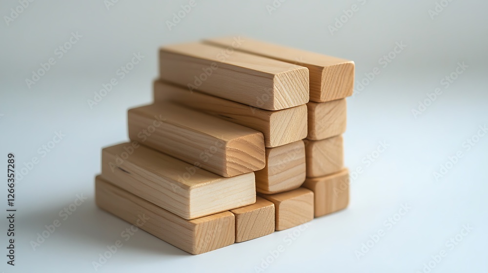 Stacked wooden blocks on white background. Stacked wooden blocks on white background.