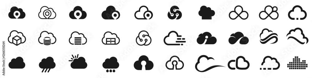 Obraz premium set of cloud logo design inspiration. cloud logos icon template vector set.