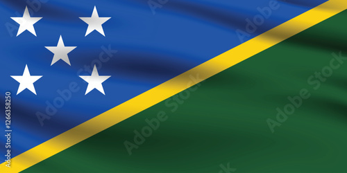 Solomon Islands flag official colors and proportion digital vector illustration. Pleated flag.