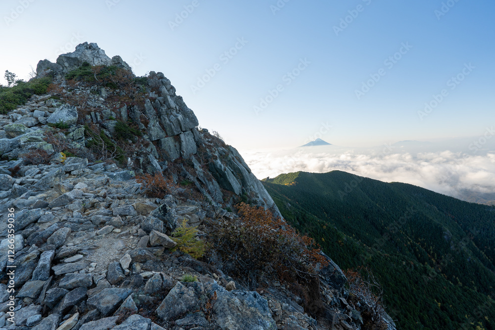 Fototapeta premium Kinpusan, Mt. Asahidake and surrounding views