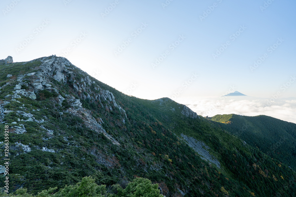 Fototapeta premium Kinpusan, Mt. Asahidake and surrounding views