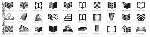 set of book technology Logo design template, pixel book education logo template designs vector illustration