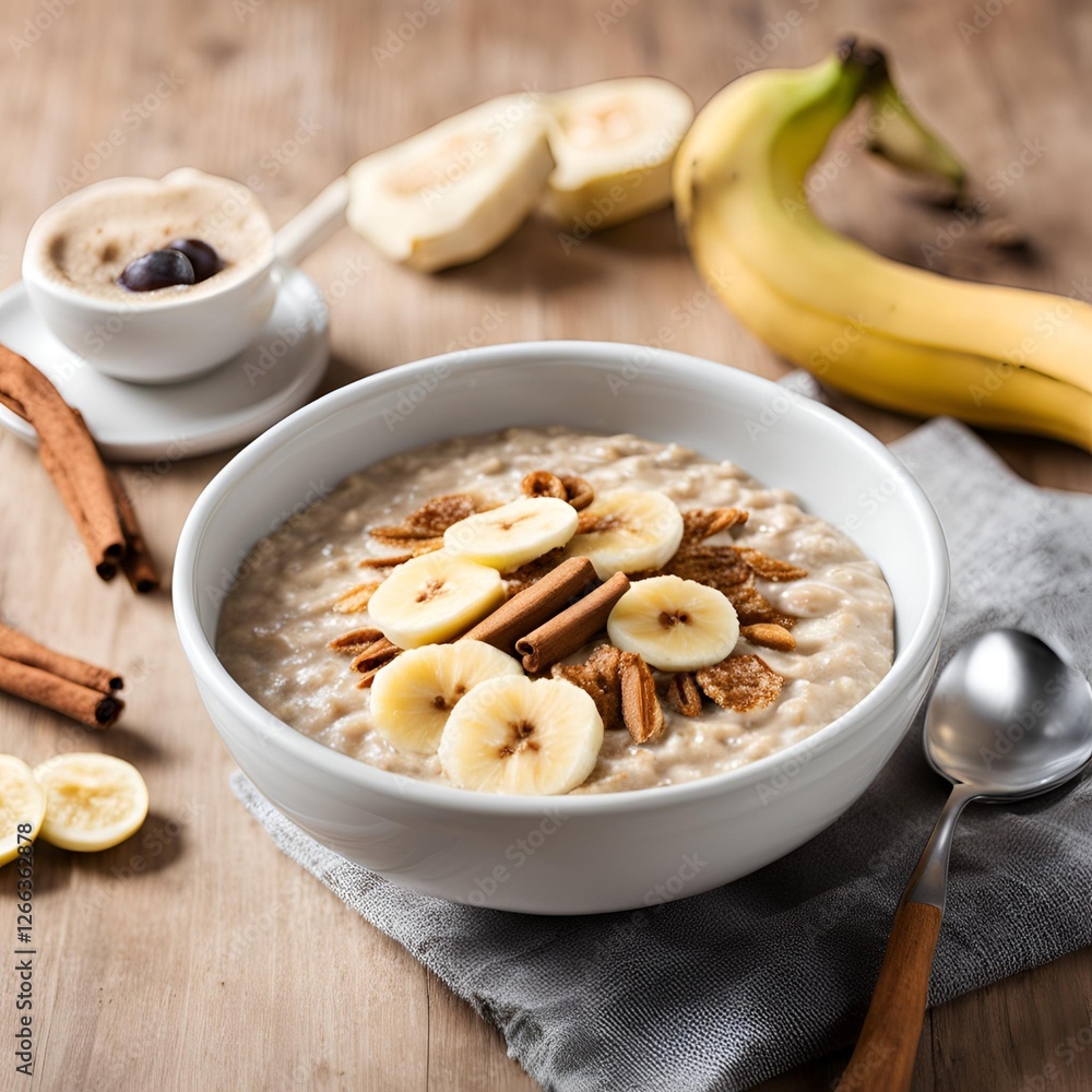 Warm oatmeal bowl topped with banana slices and cinnamon a heart-healthy fiber-rich breakfast for balanced nutrition
Warm oatmeal bowl topped with banana slices and cinnamon a heart-healthy fiber-rich breakfast for balanced nutrition