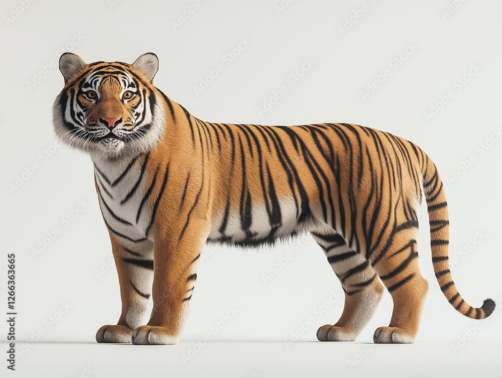 Obraz premium Majestic Bengal Tiger in Profile: Capturing the Grace and Power of the Wild in Stunning Detail
