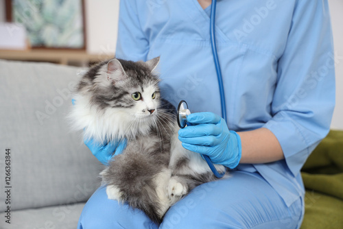 Female veterinarian with st...
