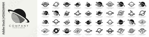 set of creative planet Logo designs Template. vector illustration
