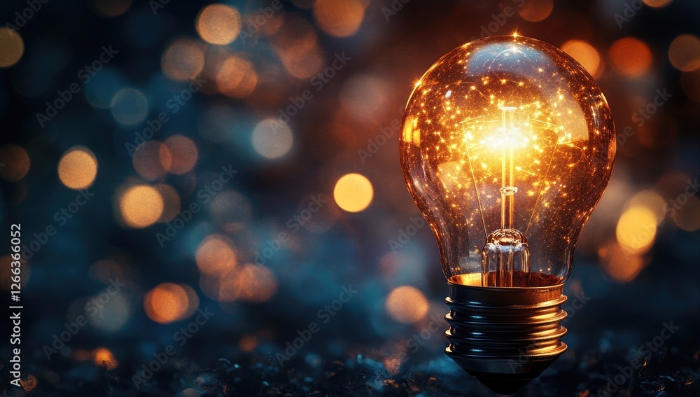 Glowing light bulb, idea, inspiration, dark background, bokeh, conceptual, high quality image Glowing light bulb, idea, inspiration, dark background, bokeh, conceptual, high quality image