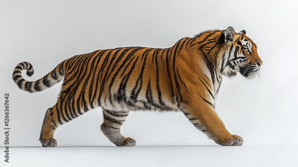 Obraz premium Majestic Bengal Tiger in Profile: Capturing the Grace and Power of the Wild in Stunning Detail