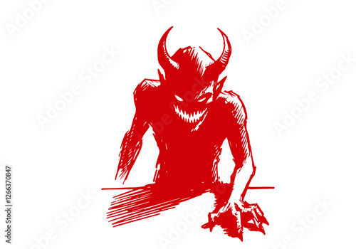 Demon hand drawn sketch vector