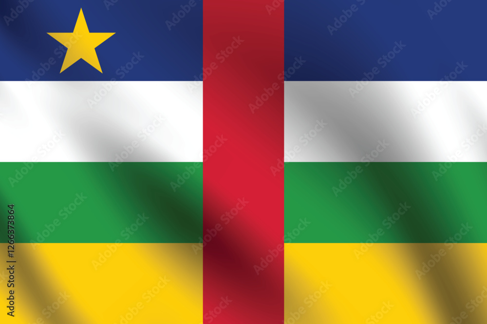 Obraz premium Central African Republic flag official colors and proportion digital vector illustration. Pleated flag.