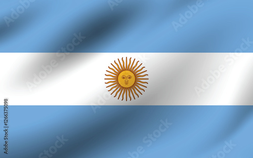 Argentina flag official colors and proportion digital vector illustration. Pleated flag.
