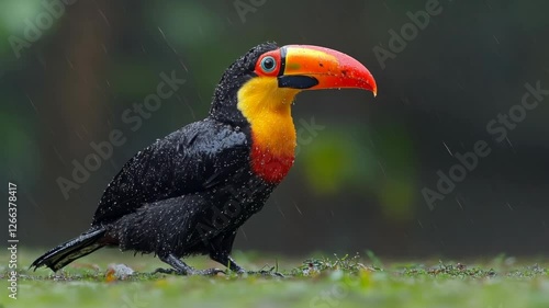 A Colorful Toucan in the Rain