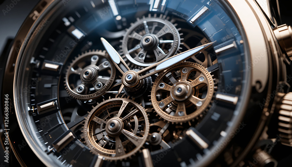 Close-Up of Intricate Mechanical Watch Gears and Cogs Close-Up of Intricate Mechanical Watch Gears and Cogs