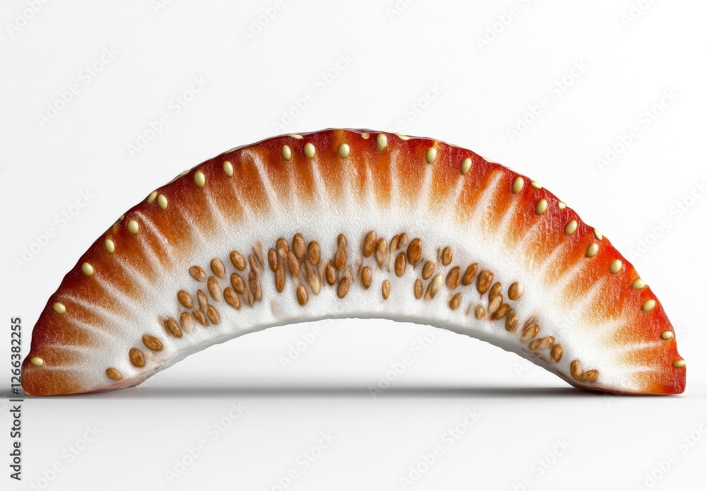 Sliced Juicy Strawberry Half With Seeds On White Background Sliced Juicy Strawberry Half With Seeds On White Background