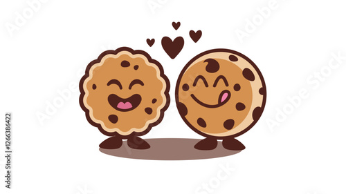 cute and fun chocolate chip cookies and milk cartoon character vector illustration without background PNG EPS