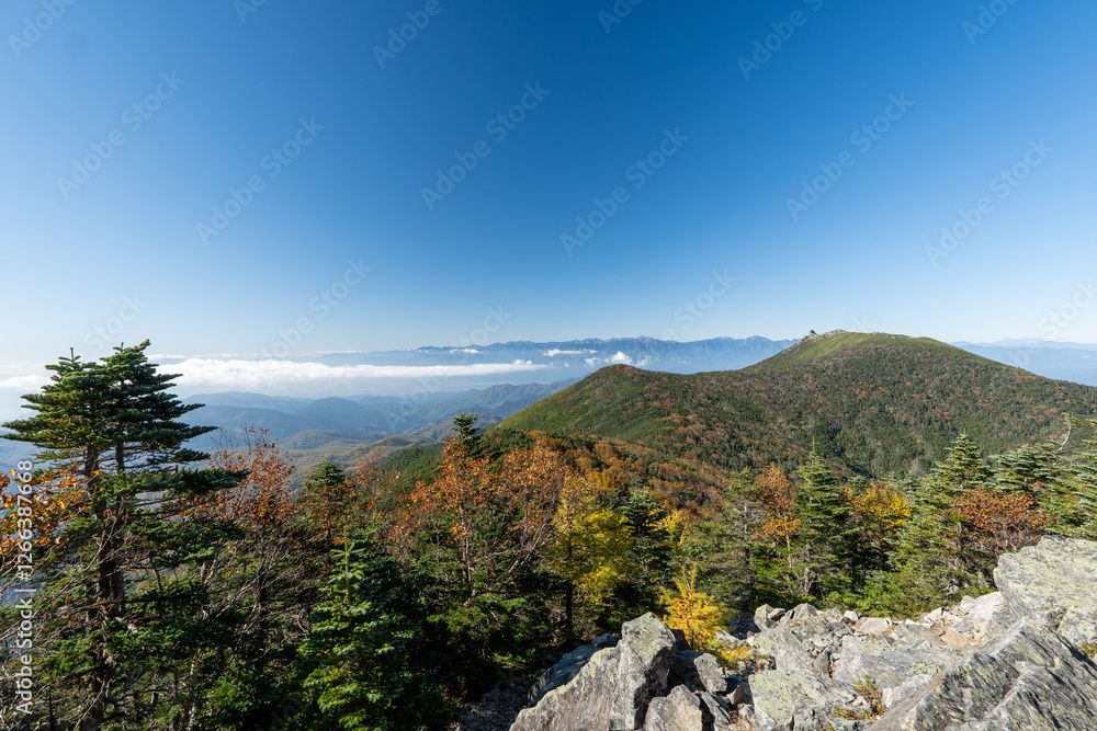 Fototapeta premium Kinpusan, Mt. Asahidake and surrounding views