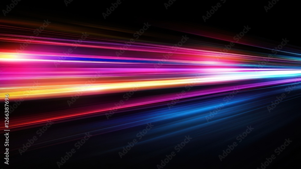 Vibrant streaks of colorful light create a dynamic motion effect against a dark background, suggesting speed and energy in a digital environment Vibrant streaks of colorful light create a dynamic motion effect against a dark background, suggesting speed and energy in a digital environment
