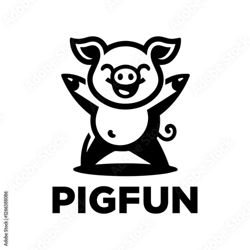 happy dancing pig logo design