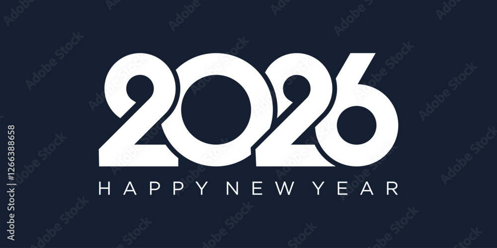 Fototapeta premium 2026 Happy New Year design vector. trendy unique new year 2026 logo design template
