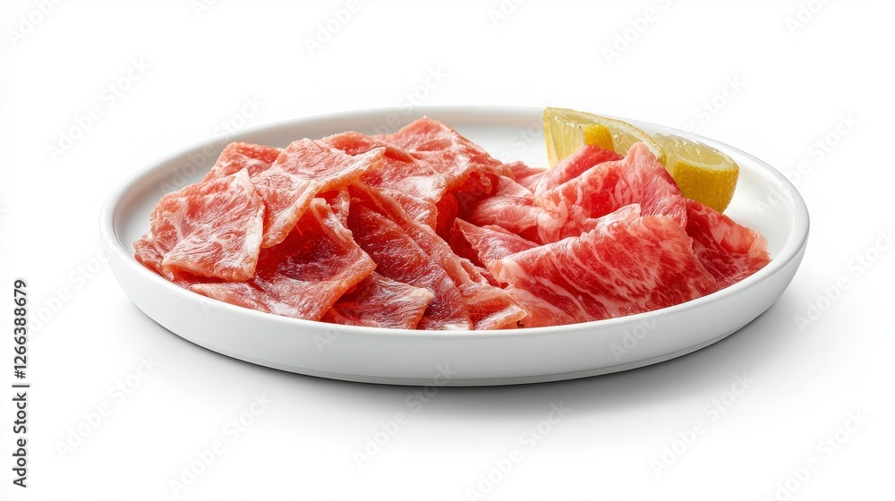 Fresh raw minced beef on a white plate Fresh raw minced beef on a white plate