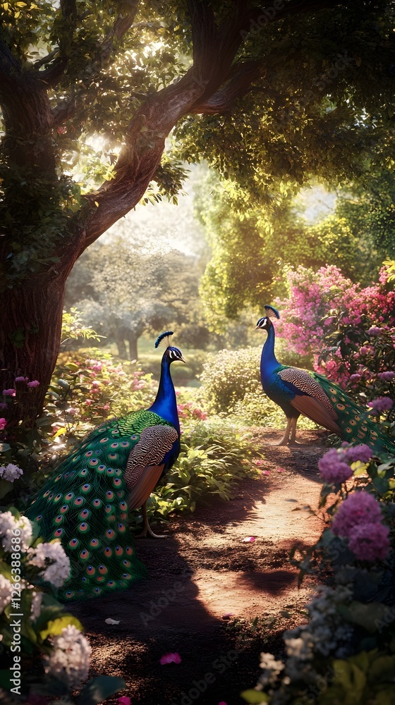 Obraz premium peacocks in the woods
