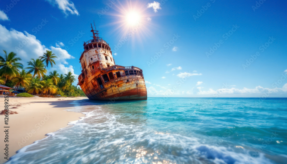 Obraz premium old ship in the sea