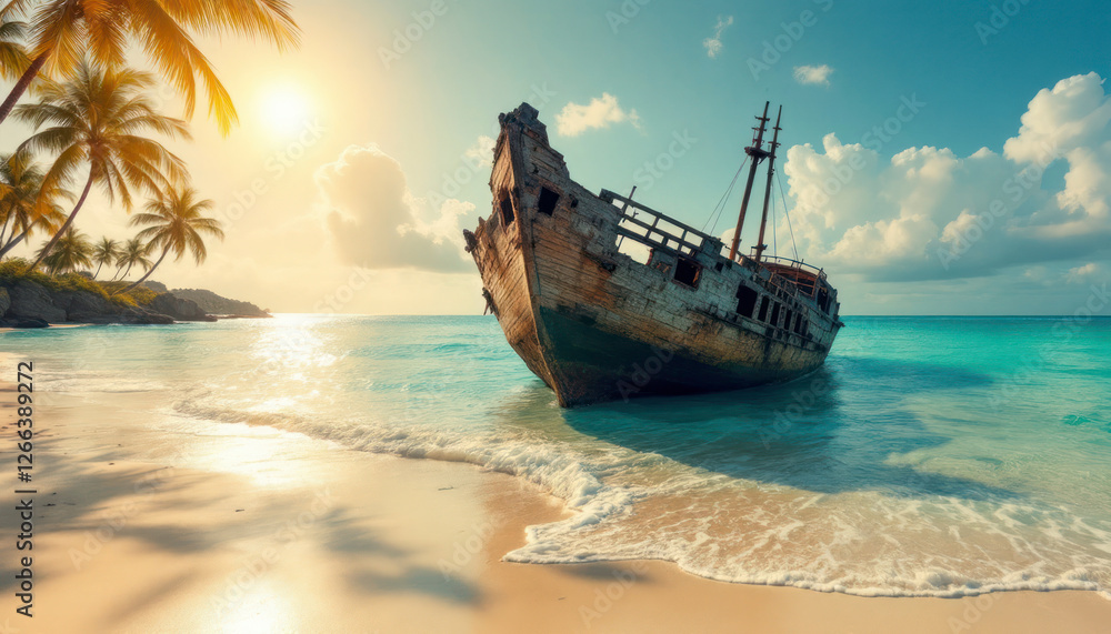 Fototapeta premium old ship on the sea
