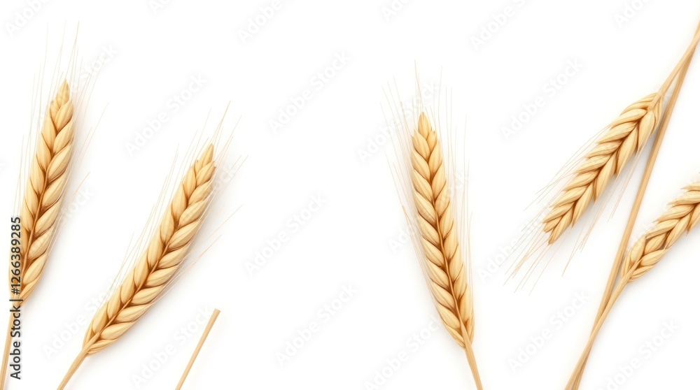 Golden Wheat Stalks Isolated on White Background Golden Wheat Stalks Isolated on White Background