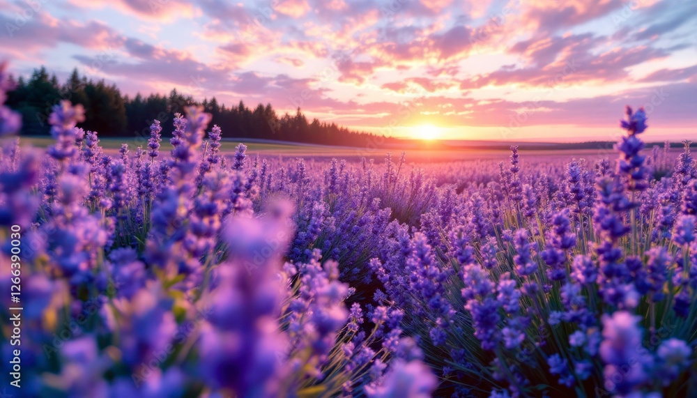 Fototapeta premium lavender field at sunrise