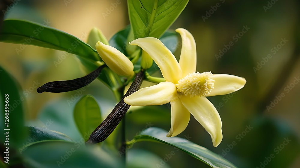 Fototapeta premium Close-up of a Ylang-Ylang Flower Blooming