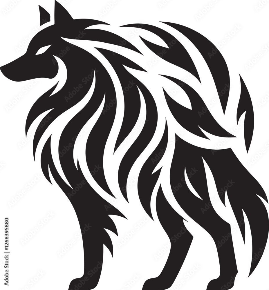 Fototapeta premium Tribal stylized wolf silhouette.