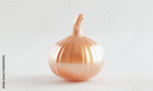 A beautifully crafted, shiny copper onion-shaped vase on a minimalist white background