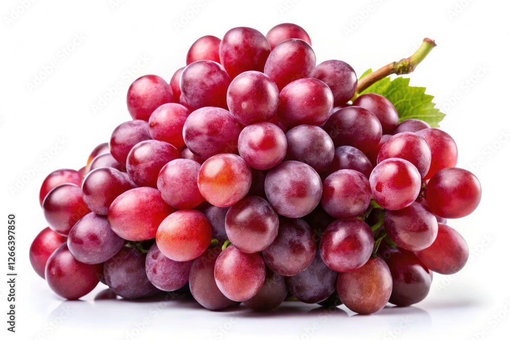 High-resolution image of fresh, red grapes isolated on a white background; perfect for culinary or stock use. High-resolution image of fresh, red grapes isolated on a white background; perfect for culinary or stock use.