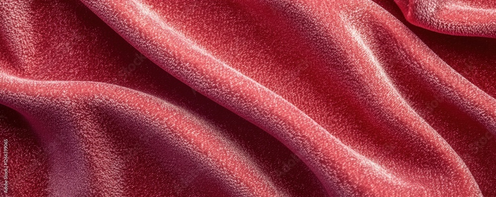 Obraz premium A close-up view of soft, shimmering red fabric, showcasing its delicate texture and fluid drapes.