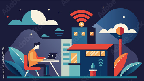 With highspeed internet and topoftheline technology the penthouse was a freelancers dream for uninterrupted work.. Vector illustration