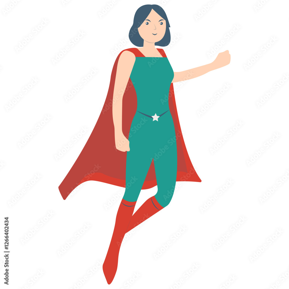 Girl Superhero Character with Flat Design Concept. Isolated on White Background. Girl Superhero Character with Flat Design Concept. Isolated on White Background.